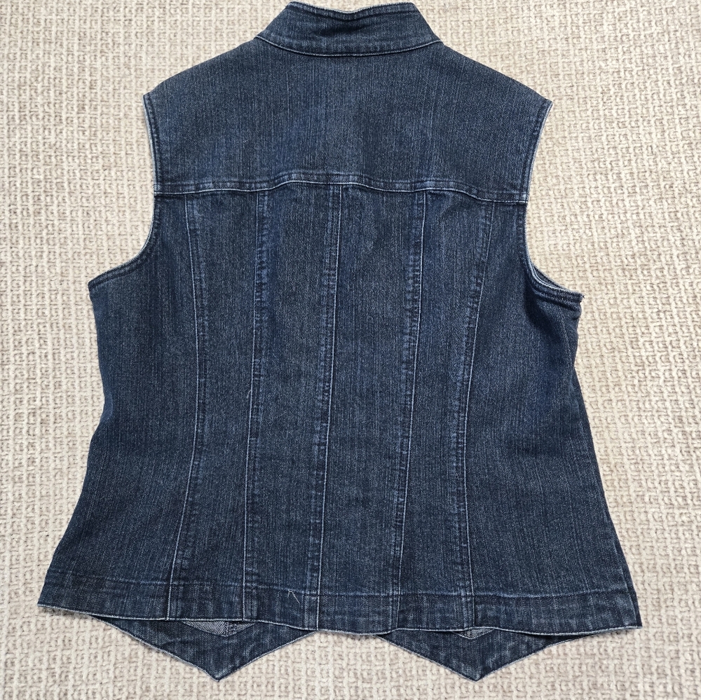 Christoper And Banks Denim Sleeveless Vest with Button Front Size Medium - Picture 2 of 5